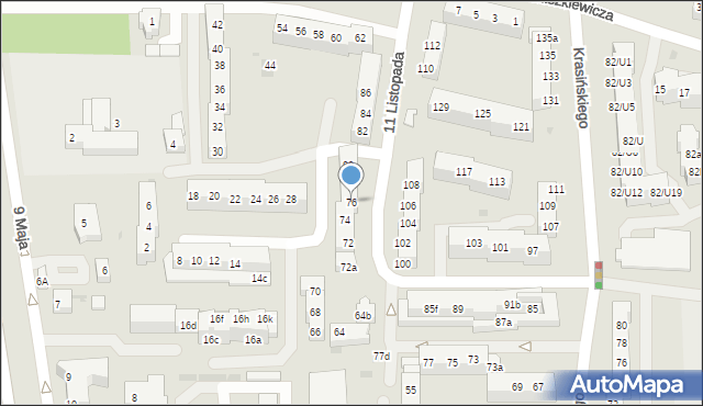 Gryfino, 11 Listopada, 76, mapa Gryfino