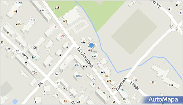 Jędrzejów, 11 Listopada, 116, mapa Jędrzejów