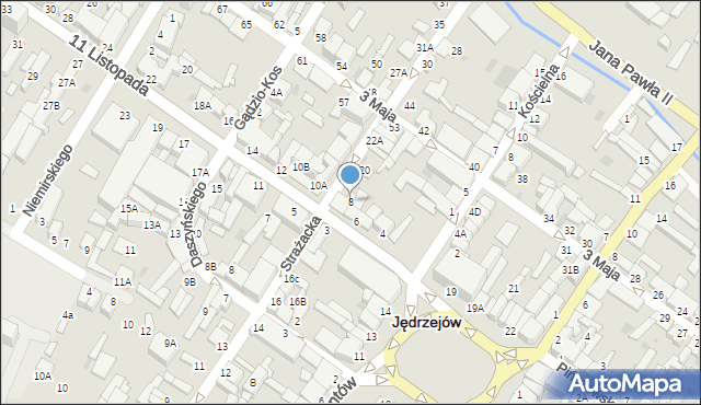 Jędrzejów, 11 Listopada, 8, mapa Jędrzejów