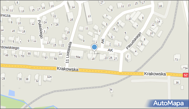 Kalwaria Zebrzydowska, 11 Listopada, 21, mapa Kalwaria Zebrzydowska