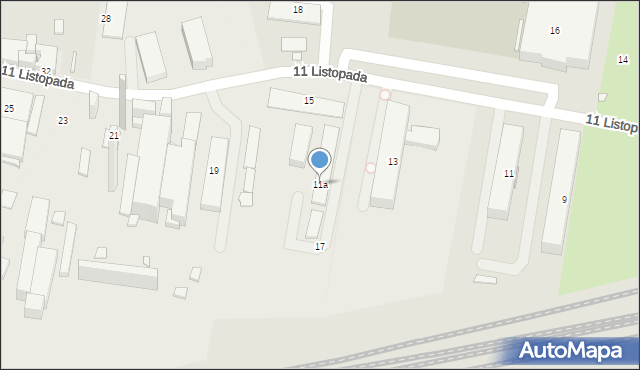 Katowice, 11 Listopada, 11a, mapa Katowic