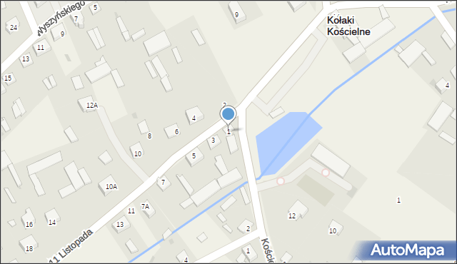 Kołaki Kościelne, 11 Listopada, 1, mapa Kołaki Kościelne