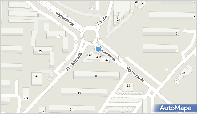 Konin, 11 Listopada, 42b, mapa Konina