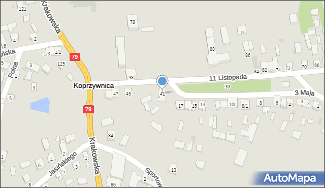 Koprzywnica, 11 Listopada, 41, mapa Koprzywnica