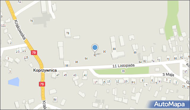 Koprzywnica, 11 Listopada, 92, mapa Koprzywnica