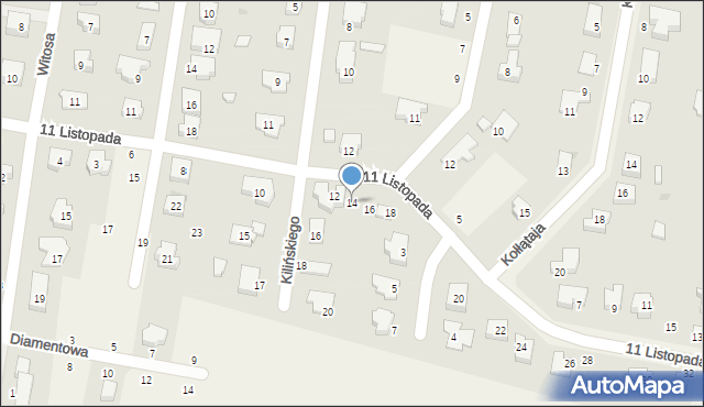 Kunice, 11 Listopada, 14, mapa Kunice