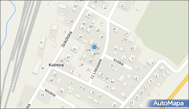 Kuźnica, 11 Listopada, 20, mapa Kuźnica