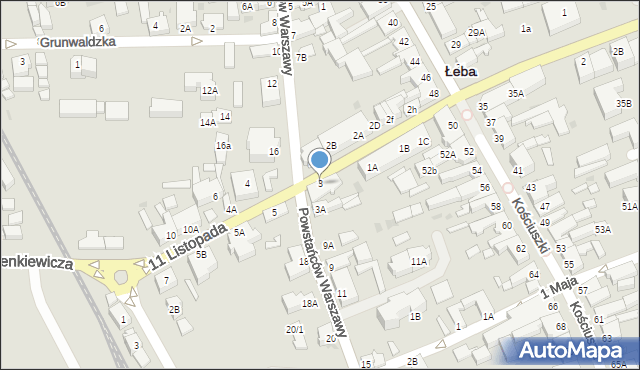 Łeba, 11 Listopada, 3, mapa Łeba