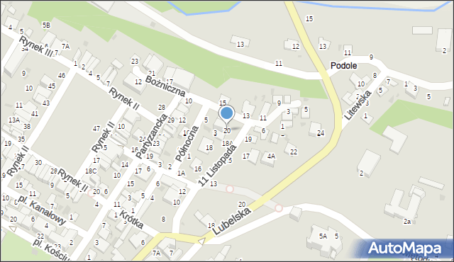 Łęczna, 11 Listopada, 20, mapa Łęczna