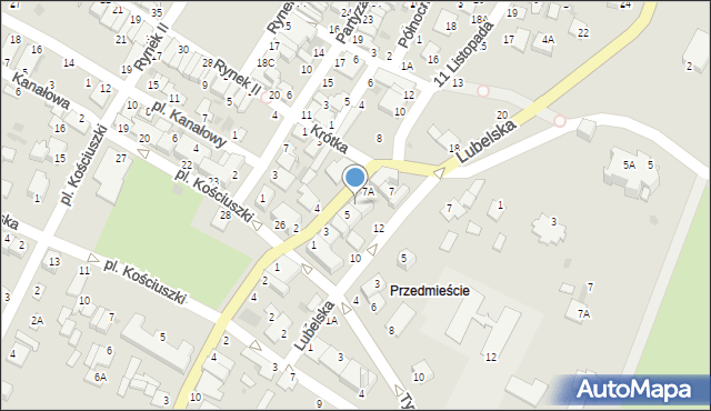 Łęczna, 11 Listopada, 7, mapa Łęczna