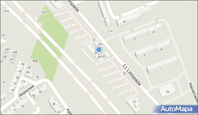 Łódź, 11 Listopada, 20, mapa Łodzi
