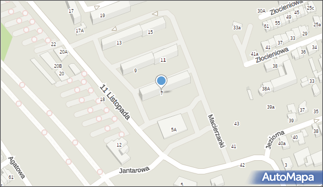 Łódź, 11 Listopada, 7, mapa Łodzi