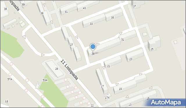 Łódź, 11 Listopada, 29, mapa Łodzi