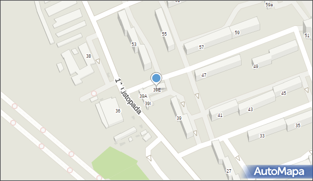 Łódź, 11 Listopada, 39E, mapa Łodzi