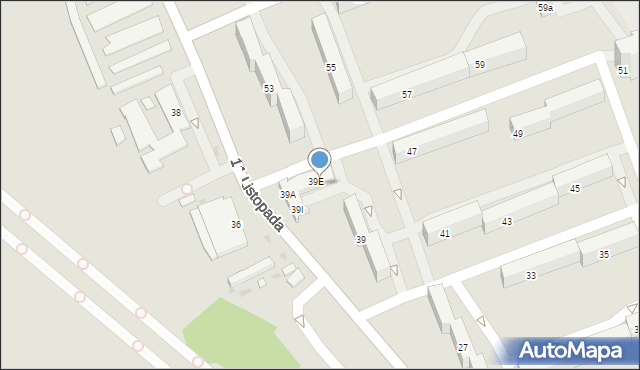 Łódź, 11 Listopada, 39F, mapa Łodzi