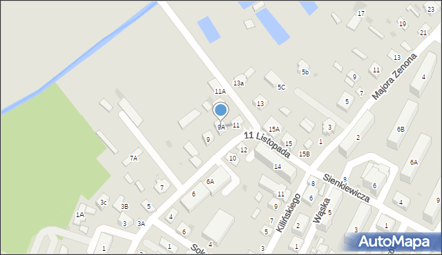 Łosice, 11 Listopada, 9A, mapa Łosice