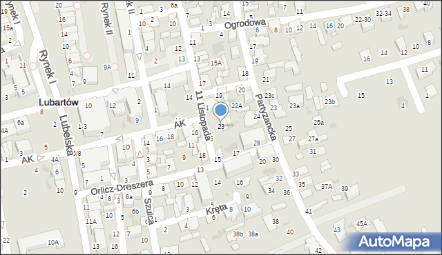 Lubartów, 11 Listopada, 23, mapa Lubartów