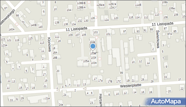 Luboń, 11 Listopada, 103e, mapa Luboń