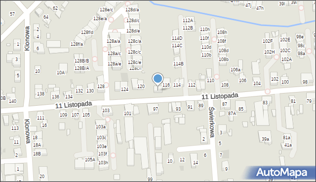 Luboń, 11 Listopada, 118, mapa Luboń