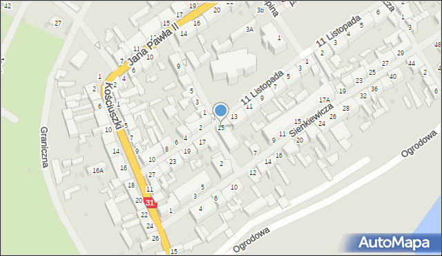 Mieszkowice, 11 Listopada, 15, mapa Mieszkowice