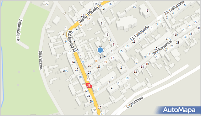 Mieszkowice, 11 Listopada, 6, mapa Mieszkowice