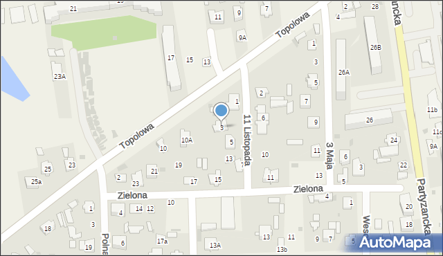 Milejów-Osada, 11 Listopada, 3, mapa Milejów-Osada
