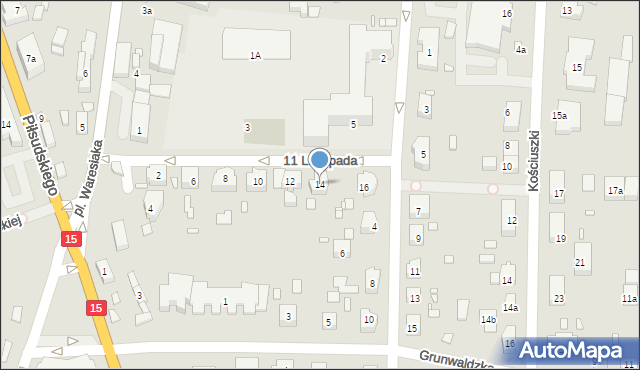 Milicz, 11 Listopada, 14, mapa Milicz