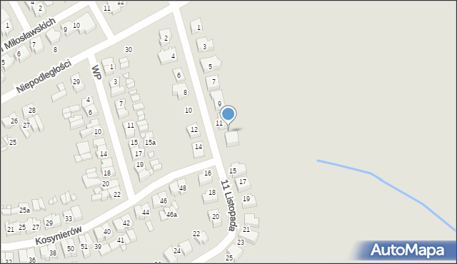 Miłosław, 11 Listopada, 13, mapa Miłosław