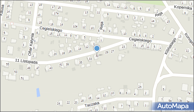 Mogilno, 11 Listopada, 31, mapa Mogilno