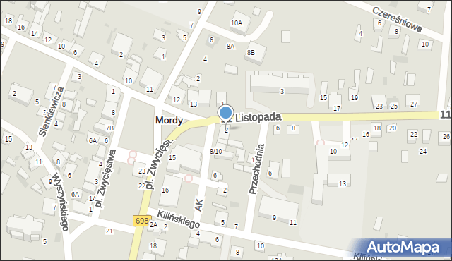 Mordy, 11 Listopada, 2, mapa Mordy