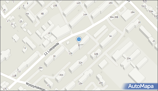 Myszków, 11 Listopada, 32, mapa Myszków