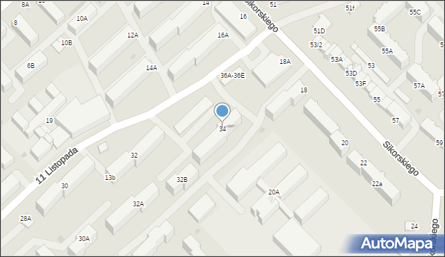 Myszków, 11 Listopada, 34, mapa Myszków