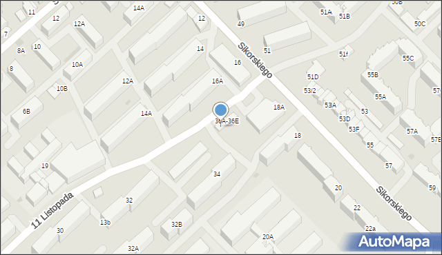 Myszków, 11 Listopada, 36e, mapa Myszków