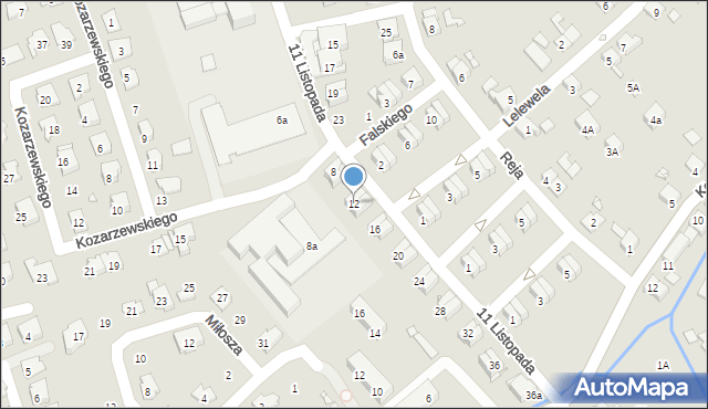 Nysa, 11 Listopada, 12, mapa Nysy