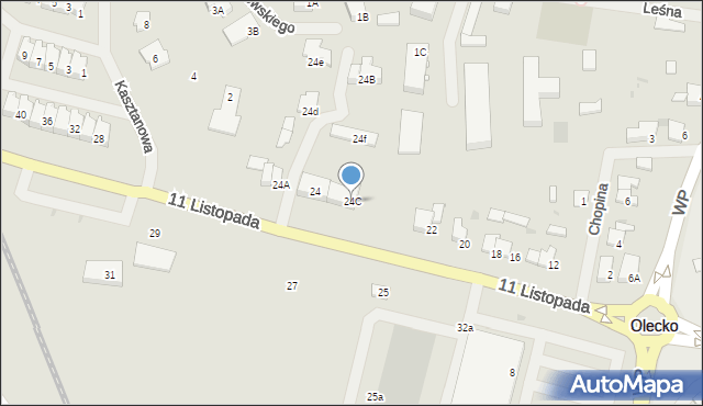 Olecko, 11 Listopada, 24C, mapa Olecko