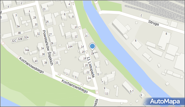 Opole, 11 Listopada, 1a, mapa Opola