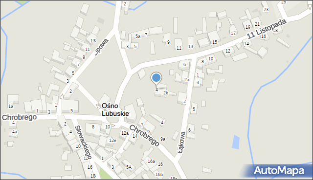 Ośno Lubuskie, 11 Listopada, 4, mapa Ośno Lubuskie