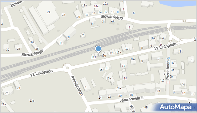 Ostróda, 11 Listopada, 12h, mapa Ostróda