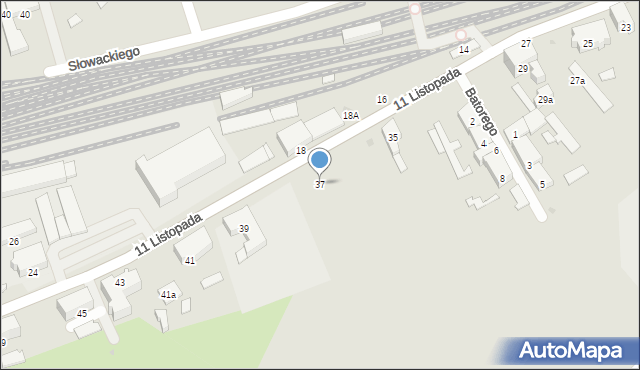 Ostróda, 11 Listopada, 37, mapa Ostróda