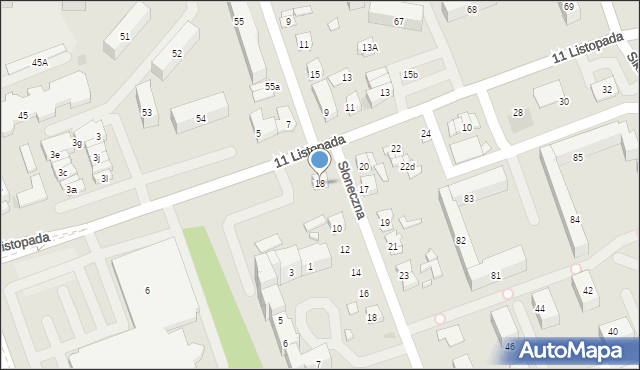 Ostrowiec Świętokrzyski, 11 Listopada, 18, mapa Ostrowiec Świętokrzyski