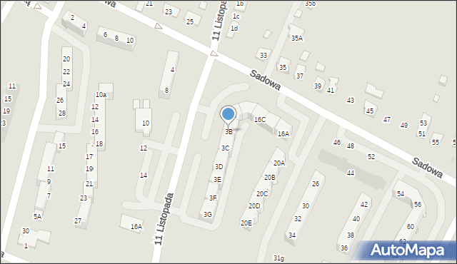 Oświęcim, 11 Listopada, 3B, mapa Oświęcimia