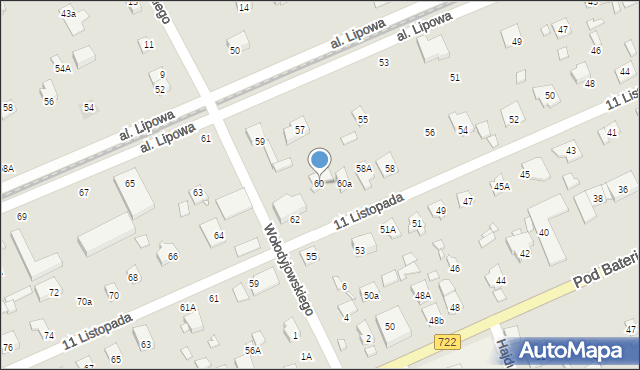 Piaseczno, 11 Listopada, 60, mapa Piaseczno