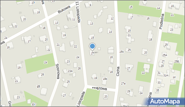 Podkowa Leśna, 11 Listopada, 17, mapa Podkowa Leśna