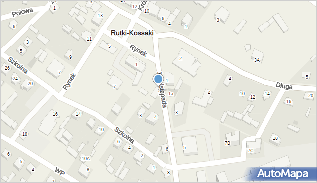 Rutki-Kossaki, 11 Listopada, 2, mapa Rutki-Kossaki