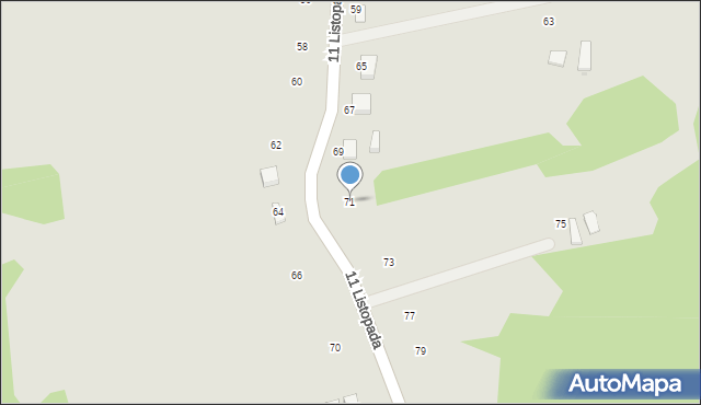 Ryglice, 11 Listopada, 71, mapa Ryglice