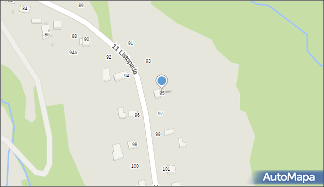 Ryglice, 11 Listopada, 95, mapa Ryglice