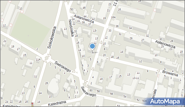 Siedlce, 11 Listopada, 7, mapa Siedlce