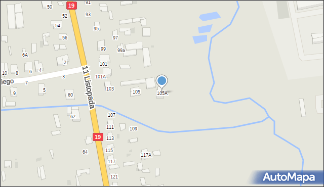 Siemiatycze, 11 Listopada, 105A, mapa Siemiatycze
