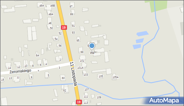 Siemiatycze, 11 Listopada, 99a, mapa Siemiatycze