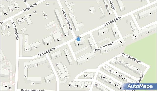 Sieradz, 11 Listopada, 7, mapa Sieradz